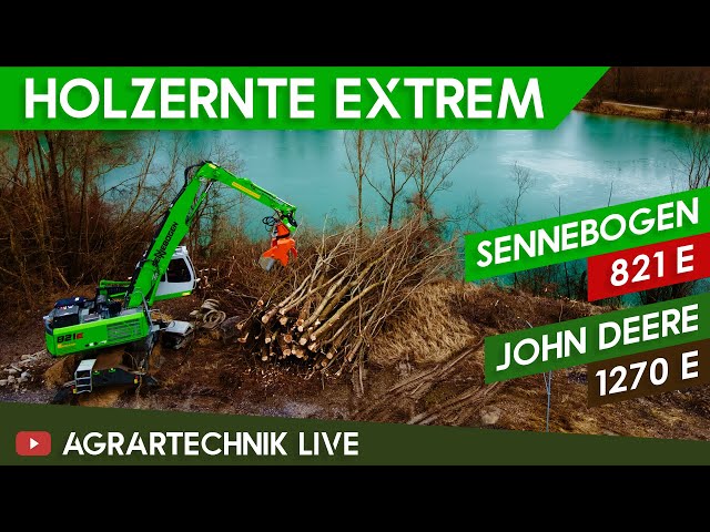 Holzernte XXL | Sennebogen 821E & John Deere 1270E | Unterwegs mit Hackgut Möslinger