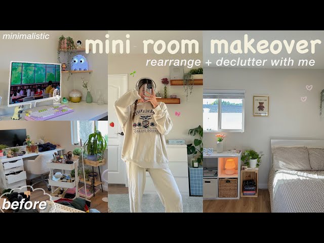mini room makeover 🍄  rearrange + extreme declutter with me *minimalistic & Korean style inspired!*