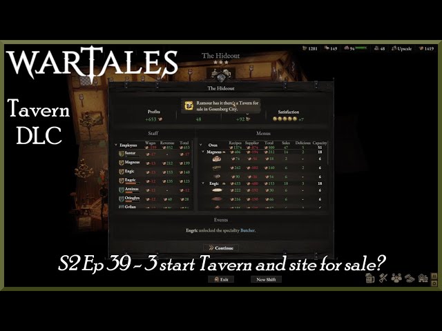 Wartales S2 Ep 39 (Tavern DLC) -  Our Tavern is now 3 stars and another tavern site is available!