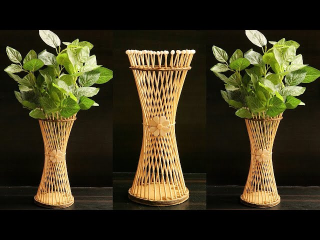 How to make flower vase with Bamboo Chops sticks | DIY Flower Pot | Bamboo Sticks Flower Pot Design