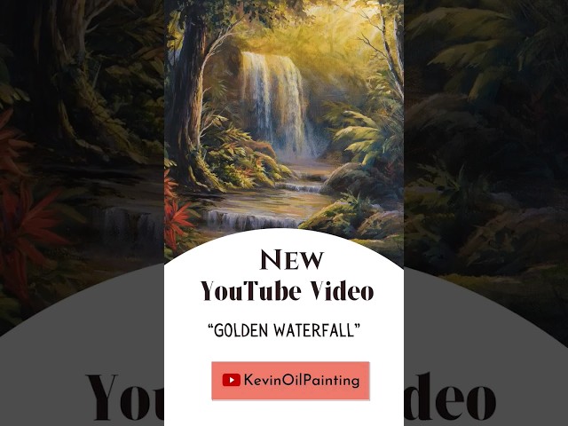 Paint a Golden Waterfall in Acrylics #shorts