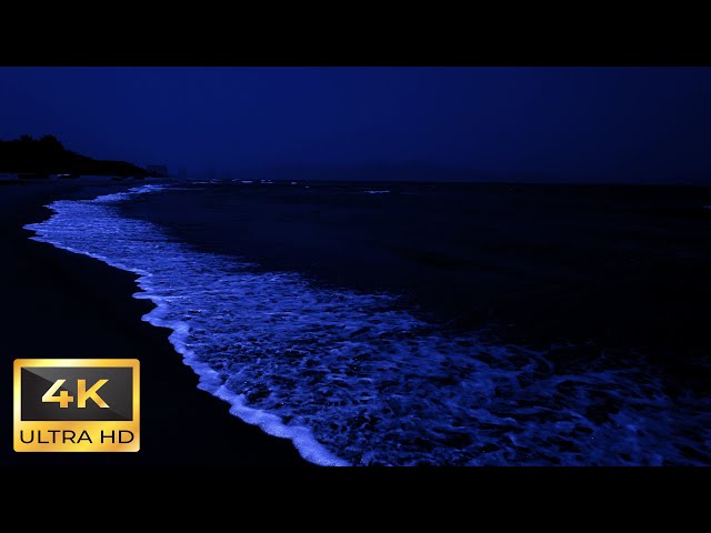 Ocean Waves For Deep Sleep 4K | Fall Asleep With Whispering Waves In The Quiet Night | Dark Screen