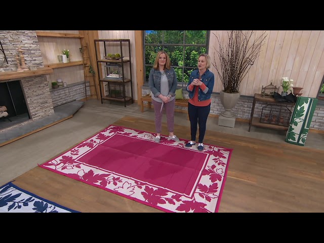 Barbara King 6x9 Reversible Outdoor Mat with Stakes and Carrying Bag on QVC