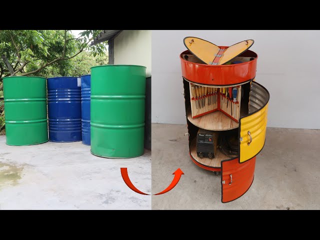 How To Make Tool Storage From Old Oil Drum | Homemade Tool Storage
