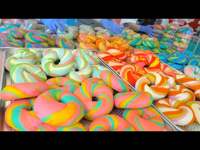 A bagel shop that sells over 10,000 pieces a month! Amazing rainbow bagels - Korean street food