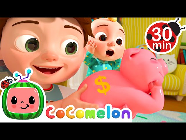 Let's Put Our Coins in the Piggy Bank | CoComelon and Little Angel Nursery Rhymes