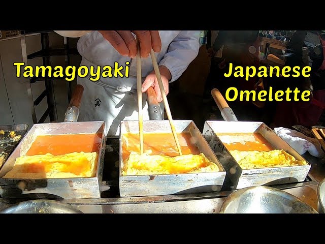 Japanese Omelette Tamagoyaki - Japanese Street Food seen at Tsukiji Fish Market | Tokyo Japan