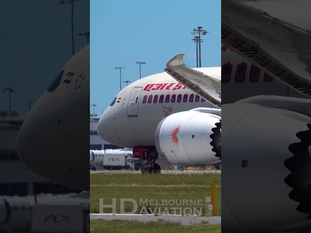 CLOSE UP Air India Boeing 787 Takeoff at Melbourne Airport