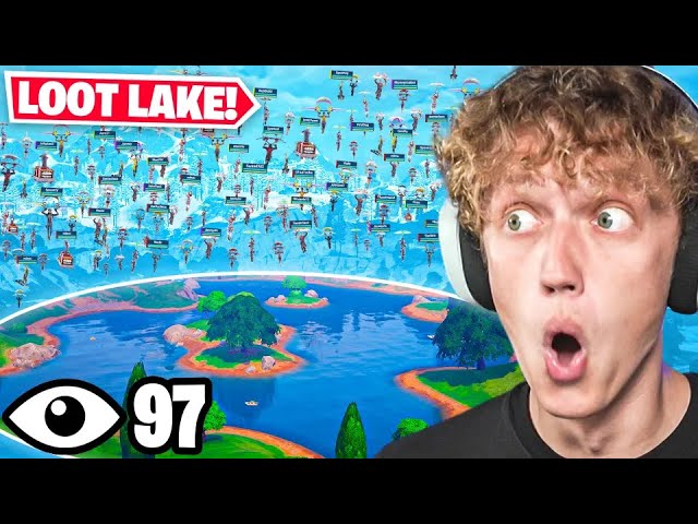 100 Players Land At LOOT LAKE In Fortnite! (INSANE)