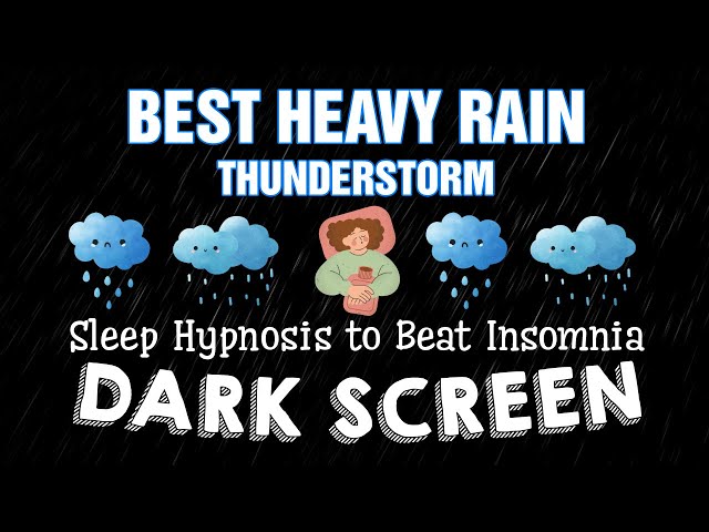 Goodbye Stress & Beat Insomnia with Heavy RAIN with NON Stop Thunder ⛈️ DARK SCREEN Relax Sleep