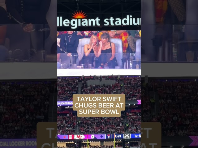Taylor Swift Chugs at the Super Bowl