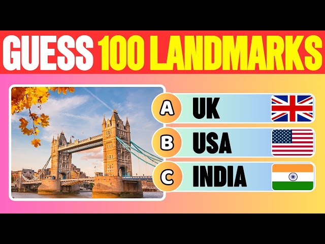 Guess The Landmark in 3 Seconds | 100 Landmarks Quiz | Easy, Medium, Hard, Impossible