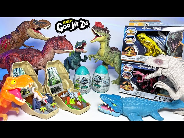 Unboxing LATEST Jurassic World Dinosaurs! Goo Jit Zu T-Rex, Giganotosaurus, Mosasaurus, Carnotaurus