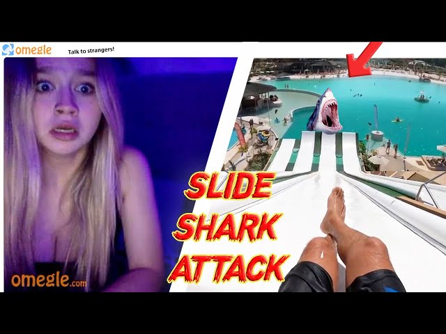 SLIDE WATER SHARK PRANK I Broma : Un Tiburón en Tobogán de Parque Acuático I OMEGLE JUMPSCARE