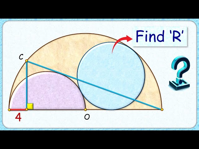 238) Semicircle and circle in a semicircle. Find radius of blue circle. | Math Olympiad | Geometry.