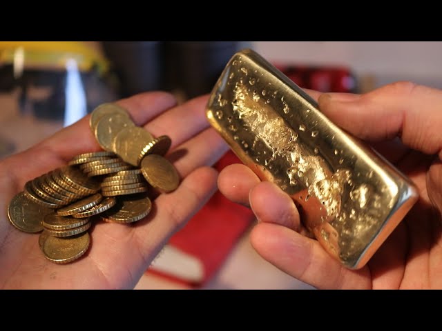 [Metall Schmelzen] 10 Cent Münzen zum Barren schmelzen [4K]