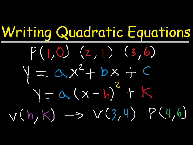 Writing Quadratic Equations In Vertex Form & Standard Form Given 3 Points