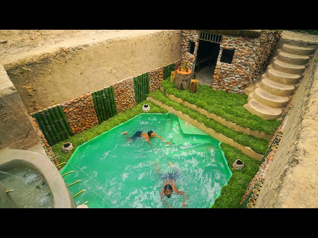 Building Stone Underground Mini House and Swimming Pool