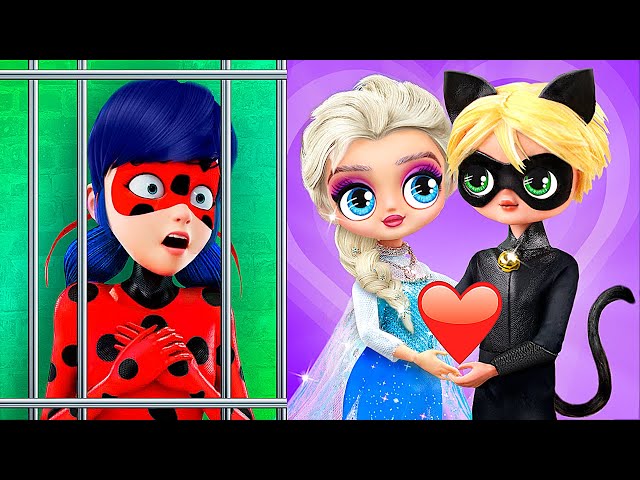 Elsa vs Ladybug in Love Triangle / 30 DIYs for LOL OMG
