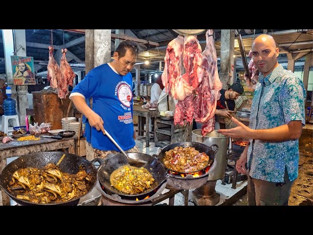 RARE SEEN Indonesian Food 🇮🇩 CRAZY Meat + UNIQUE Noodles - Indonesian street food in Yogyakarta