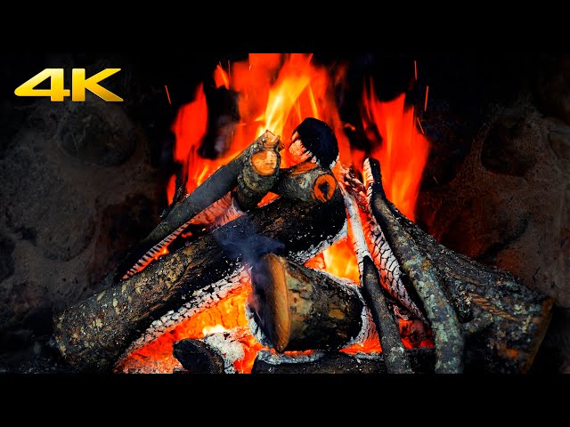 🔥 10 Hours of Stone Fireplace Fire on Nature 🔥 Burning Fireplace Video with Crackling Fire Sounds 4K