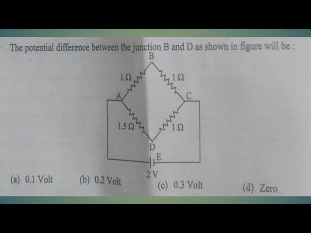 Find potential difference between point B & D .
