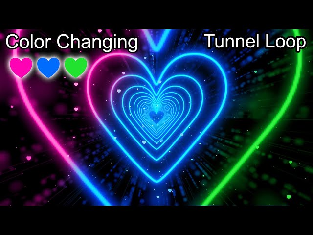 Color Changing💖💙💚Neon Lights Love Heart Tunnel | Heart Background | Neon Heart Tunnel Loop [4 Hours]
