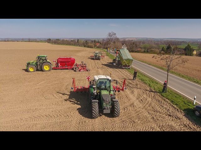 Großeinsatz Rübenland Vorbereitung - Grubbern, Säen & Legen 4 Traktoren Fendt - John Deere 7R 330