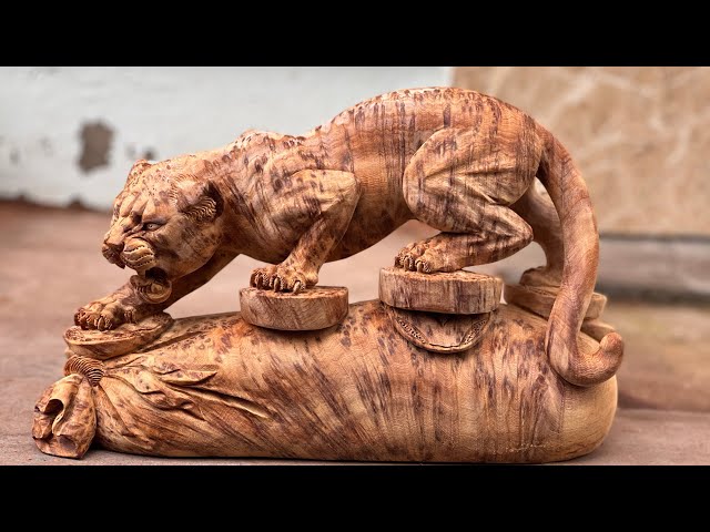 Wooden jaguar sculpture | TUAN WOOD CARVINGS