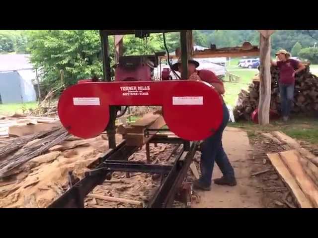 Joel Salatin demos his Turner Mills bandsaw mill