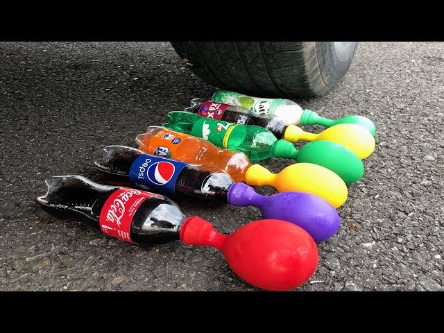 Crushing Crunchy & Soft Things by Car! CAR vs Balloons with Coca Cola Pepsi