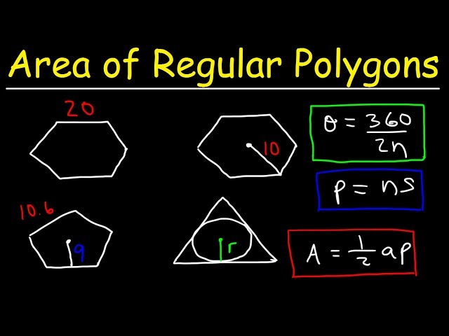 Area of Regular Polygons - Hexagons, Pentagons, & Equilateral Triangles With Inscribed Circles