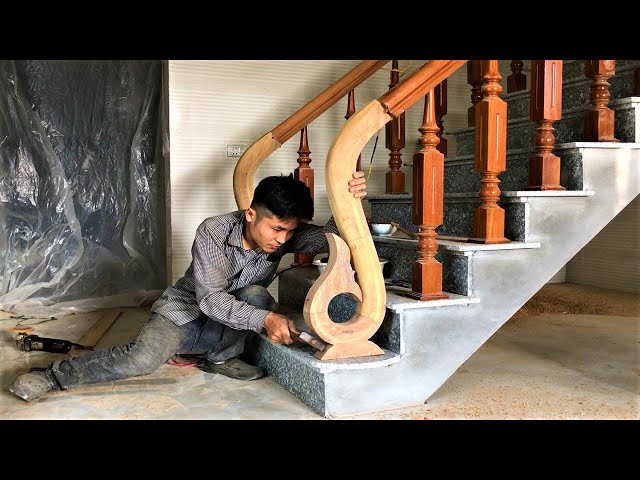 Curved Stair Armrest Saves Space // Make Use of Small Wood Pieces with Curved Woodworking Project