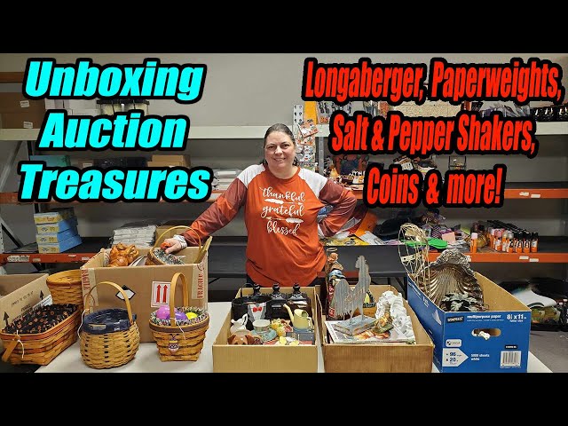 Unboxing Auction Treasures, Longaberger, Coins, paperweights, Home décor and more!