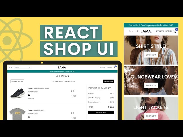 React E-Commerce App Design Tutorial | React Shopping Cart UI Design