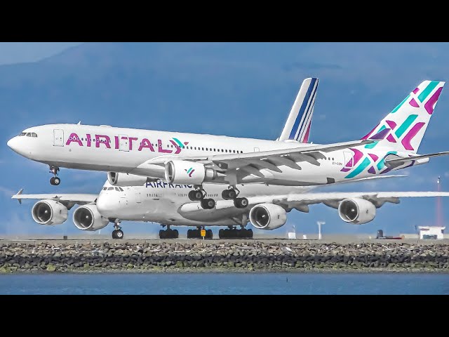 40 AWESOME LANDINGS in 20 MINUTES at SFO | San Francisco Airport Plane Spotting [KSFO/SFO]