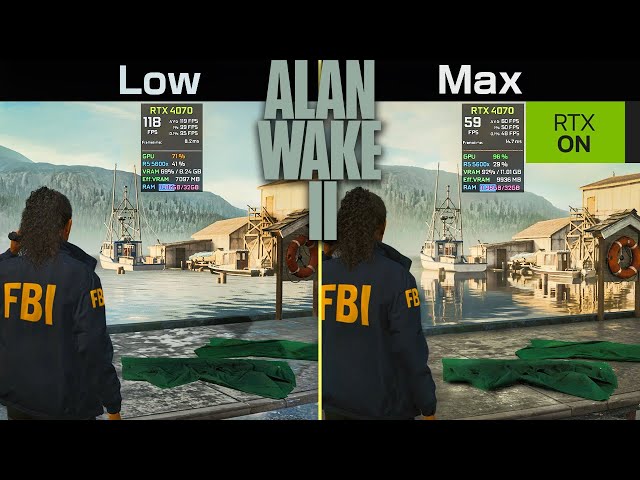 Alan Wake 2 Low vs Ultra | Path Tracing , Ray Reconstruction , DLSS 3.5 , FSR