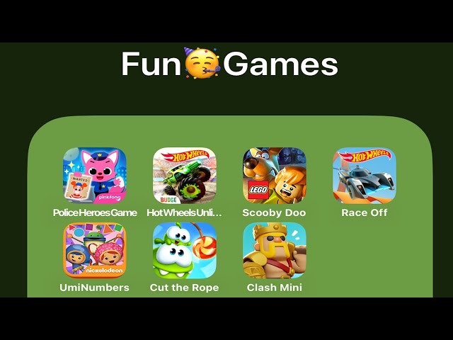 Clash Mini,Cut the Rope: Remastered,Team Umizoomi: Umi Numbers,Hot Wheels Race Off,Hot Wheels Unlim