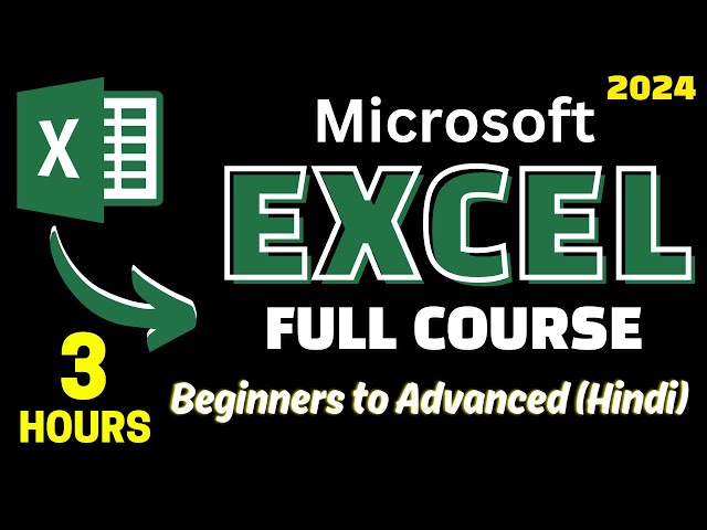 Excel Tutorial For Beginners in Hindi 2024 | Excel Full Course In Hindi 2024 | Complete MS Excel