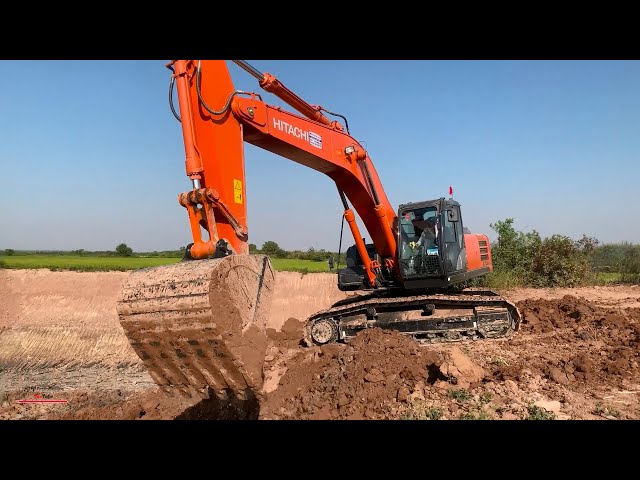 amazing strong machinery digging removing dump truck operating hitachi excavator zaxis 350h