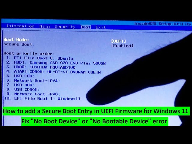 How to add Boot entry in UEFI  Windows 11 | Fix No Boot Device error on Windows Computer