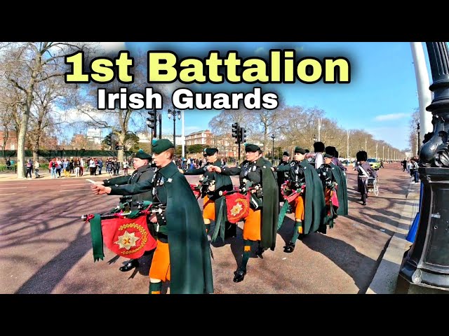 Drums or Pipes of the 1st Batallion Irish Guards Marching towards Buckingham Palace 20/03/22