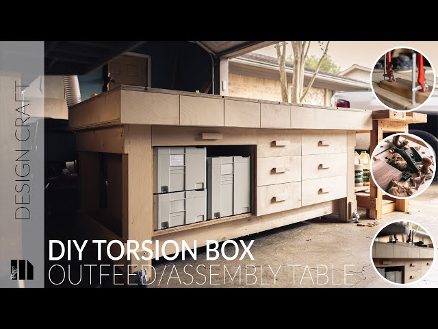 DIY Torsion Box Outfeed and Assembly Table w/ Really Cool Features // Woodworking Plans