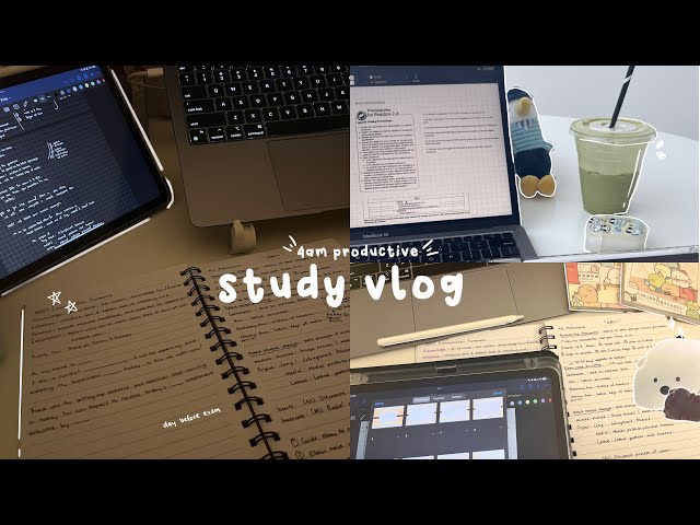 4am productive study vlog 📝🍵 day before exam, early mornings, study cramming, matcha & more