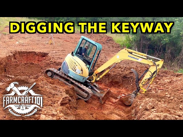 Farm Pond: Digging the Keyway.  Part 3/7