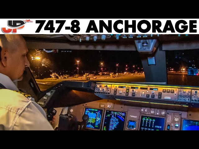 Piloting BOEING 747-8 out of Anchorage | Cockpit Views