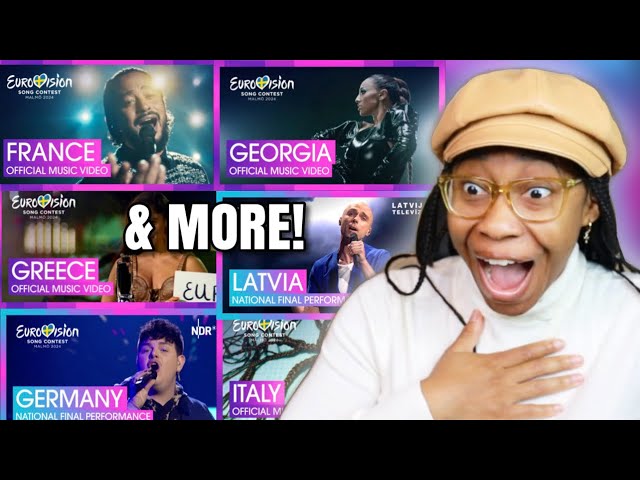 AMERICAN REACTS TO EUROVISION 2024 SONG FOR THE FIRST TIME! 🥹 (GERMANY, LATVIA, FRANCE & 9 MORE!)