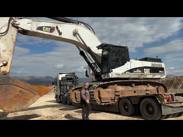 Loading & Transporting On Site The Caterpillar 375 Excavator - Fasoulas Heavy Transports - 4k