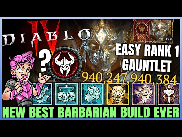 Diablo 4 - New Best INFINITE DAMAGE FASTEST Barbarian Build - OP HotA Charge Gauntlet Combo - Guide!