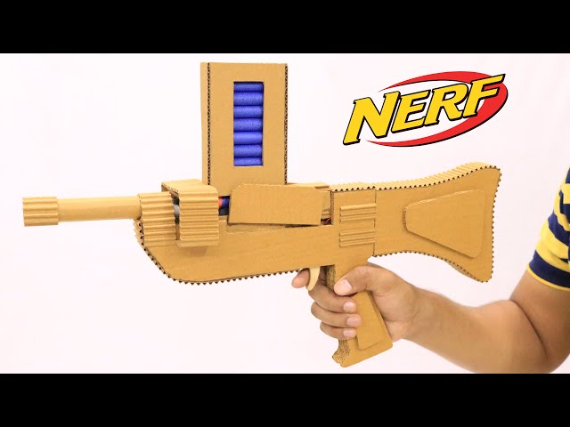 Homemade Nerf War Gun (Fully Automatic) DIY from Cardboard